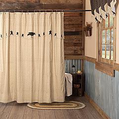 Kettle Grove Shower Curtain with Attached Applique Crow and Star Valance 72x72