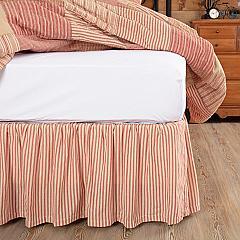 VHC Brands Sawyer Mill Farmhouse Standard Sham – Red Tan Ticking Stripe, 100% Cotton, 21x27