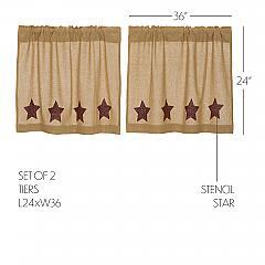 25918-Burlap-w/Burgundy-Stencil-Stars-Tier-Set-of-2-L24xW36-image