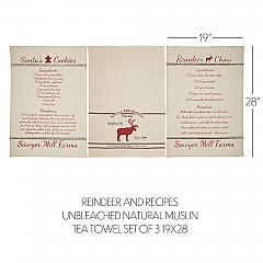 63466-Sawyer-Mill-Holiday-Reindeer-And-Recipes-Unbleached-Natural-Muslin-Tea-Towel-Set-of-3-19x28-image