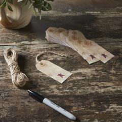 85085-Primitive-Star-Tea-Stained-Paper-Tag-Burgundy-3.75x1.75-w-Twine-Set-of-50-image-1