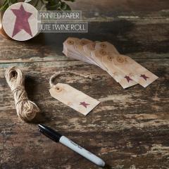 85085-Primitive-Star-Tea-Stained-Paper-Tag-Burgundy-3.75x1.75-w-Twine-Set-of-50-image-5