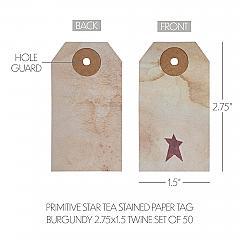 85088-Primitive-Star-Tea-Stained-Paper-Tag-Burgundy-2.75x1.5-w-Twine-Set-of-50-image-4