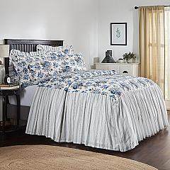 Annie Blue Floral Ruffled King Coverlet 80x76+27
