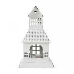85297-Tealight-Holder-Metal-Village-House-A-Antique-White-9.5x5.5x5.5-image-3