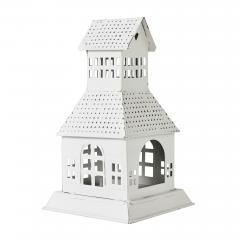 85297-Tealight-Holder-Metal-Village-House-A-Antique-White-9.5x5.5x5.5-image-4
