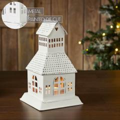 85297-Tealight-Holder-Metal-Village-House-A-Antique-White-9.5x5.5x5.5-image-6