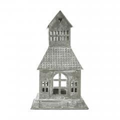 85298-Tealight-Holder-Metal-Village-House-A-Antique-Grey-9.5x5.5x5.5-image-2