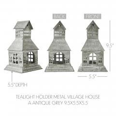 85298-Tealight-Holder-Metal-Village-House-A-Antique-Grey-9.5x5.5x5.5-image-5
