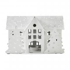 85299-Tealight-Holder-Metal-Village-House-B-Antique-White-6.75x10.5x5.5-image-3
