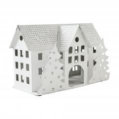 85299-Tealight-Holder-Metal-Village-House-B-Antique-White-6.75x10.5x5.5-image-5