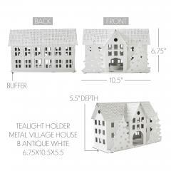 85299-Tealight-Holder-Metal-Village-House-B-Antique-White-6.75x10.5x5.5-image-6