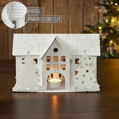 85299-Tealight-Holder-Metal-Village-House-B-Antique-White-6.75x10.5x5.5-image-7