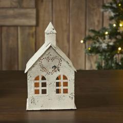 85300-Tealight-Holder-Metal-Village-House-C-Antique-Cream-9x5x5-image-1
