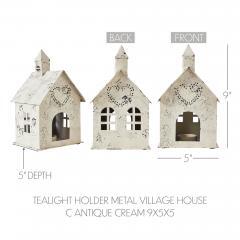 85300-Tealight-Holder-Metal-Village-House-C-Antique-Cream-9x5x5-image-6