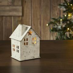 85301-Tealight-Holder-Metal-Village-House-D-Antique-Cream-6.75x4.75x4.5-image-2
