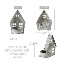 85303-Tealight-Holder-Metal-Village-House-F-Antique-Grey-3x2.75x2-image-6