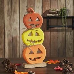 Jack O' Lantern Stack Wood Decor 16.75x7x2.25