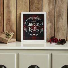 85350-Jingle-Bells-Wreath-Plaid-Framed-Wall-Hanging-Sign-12x10-image-1