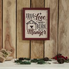 85369-True-Love-Was-Born-In-A-Manger-Framed-Wall-Hanging-Sign-12x10-image-2