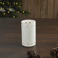 Star Border Distressed White Metal Candle Holder 4.25x2.75x2.75