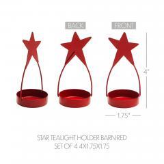 85430-Star-Tealight-Holder-Barn-Red-Set-of-4-4x1.75x1.75-image-5
