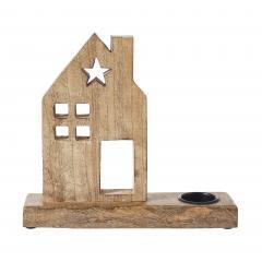 85476-Tealight-Holder-Wooden-Saltbox-House-w-Star-Natural-10.25x9x2.5-image-2