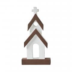 85483-Brown-Roof-White-Church-Wooden-Figurine-8x4x1-image-2