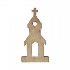 85483-Brown-Roof-White-Church-Wooden-Figurine-8x4x1-image-3