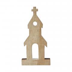 85484-Brown-Roof-White-Church-Wooden-Figurine-12x6x1-image-3