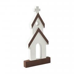 85484-Brown-Roof-White-Church-Wooden-Figurine-12x6x1-image-4