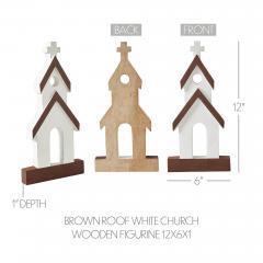 85484-Brown-Roof-White-Church-Wooden-Figurine-12x6x1-image-5