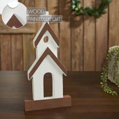 85484-Brown-Roof-White-Church-Wooden-Figurine-12x6x1-image-6
