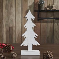 Christmas Evergreens White Wooden Figurine 16.5x7.25x2.5