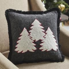 3 Christmas Trees Black Woven Pillow 12x12