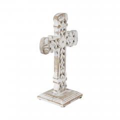 85594-Natural-Distressed-White-Wooden-Cross-w-Rosette-Center-Base-12-image-4
