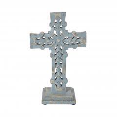 85595-Distressed-Grey-Wooden-Cross-w-Rosette-Center-Base-12-image-2