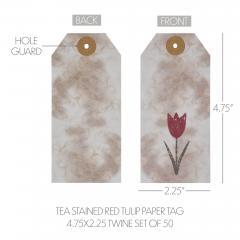 88462-Spring-In-Bloom-Tea-Stained-Red-Tulip-Paper-Tag-4.75x2.25-w-Twine-Set-of-50-image-4