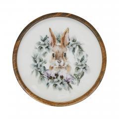 88474-Bunny-Hop-Wooden-Plate-Natural-w-Bunny-Wreath-11.5-inch-Diameter-image-2