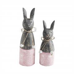 88497-Spring-In-Bloom-Wooden-Cone-Bunnies-w-Pink-Base-Set-of-2-Sizes-image-2