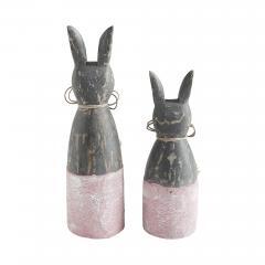 88497-Spring-In-Bloom-Wooden-Cone-Bunnies-w-Pink-Base-Set-of-2-Sizes-image-3