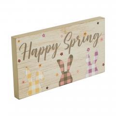 88505-Bunny-Hop-Happy-Spring-3-Bunnies-In-Check-MDF-Wall-Sign-w-Twine-5x9x0.75-image-4