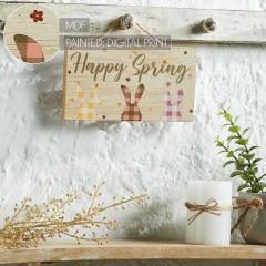 88505-Bunny-Hop-Happy-Spring-3-Bunnies-In-Check-MDF-Wall-Sign-w-Twine-5x9x0.75-image-6