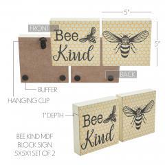 88525-Buzzy-Bees-Bee-Kind-MDF-Block-Sign-5x5x1-Set-of-2-image-6