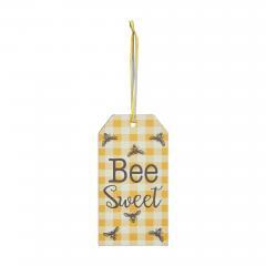 88541-Buzzy-Bees-Bee-Sweet-Honey-Check-MDF-Tag-Ornament-w-Ribbon-7x3.75x0.5-image-2