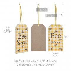 88541-Buzzy-Bees-Bee-Sweet-Honey-Check-MDF-Tag-Ornament-w-Ribbon-7x3.75x0.5-image-5