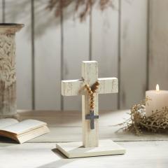Celebrate Grace MDF Cross w/ Wooden Bead Ornament 9.75x6x5