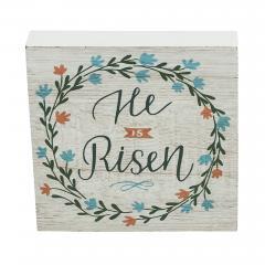88563-Celebrate-Grace-He-Is-Risen-w-Flower-Wreath-MDF-Block-Sign-5x5x1-image-2