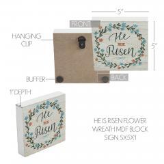 88563-Celebrate-Grace-He-Is-Risen-w-Flower-Wreath-MDF-Block-Sign-5x5x1-image-5