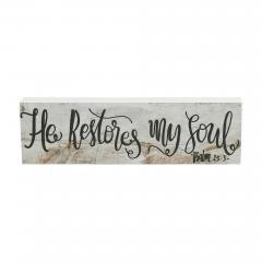 88564-Celebrate-Grace-Psalm-23-3-He-Restores-My-Soul-MDF-Wall-Sign-3x10x1-image-2